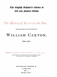 The History of Reynard the Fox (Arber, 1878)